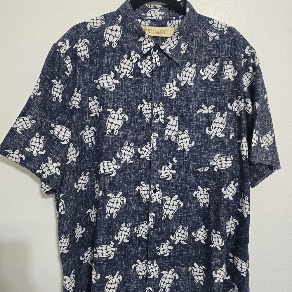Casual Blue Turtle Print Men's Shirt